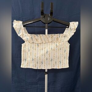 🌸 Wild Fable Smocked Floral Crop Top – Size Large NWT